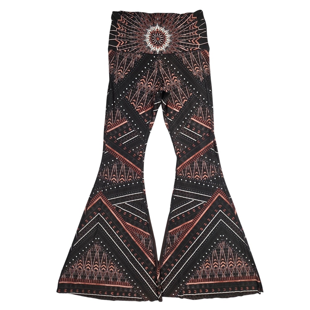 Yoga Democracy Bell Bottom Leggings Geometric Mandala Flare Yoga Pants Black S